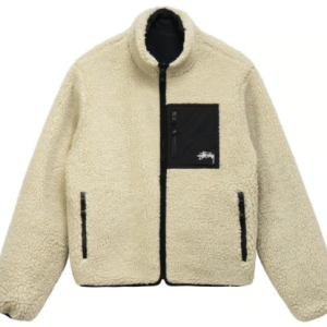 The Timeless Allure of Stussy’s 8 Ball Sherpa Jacket in Cream”